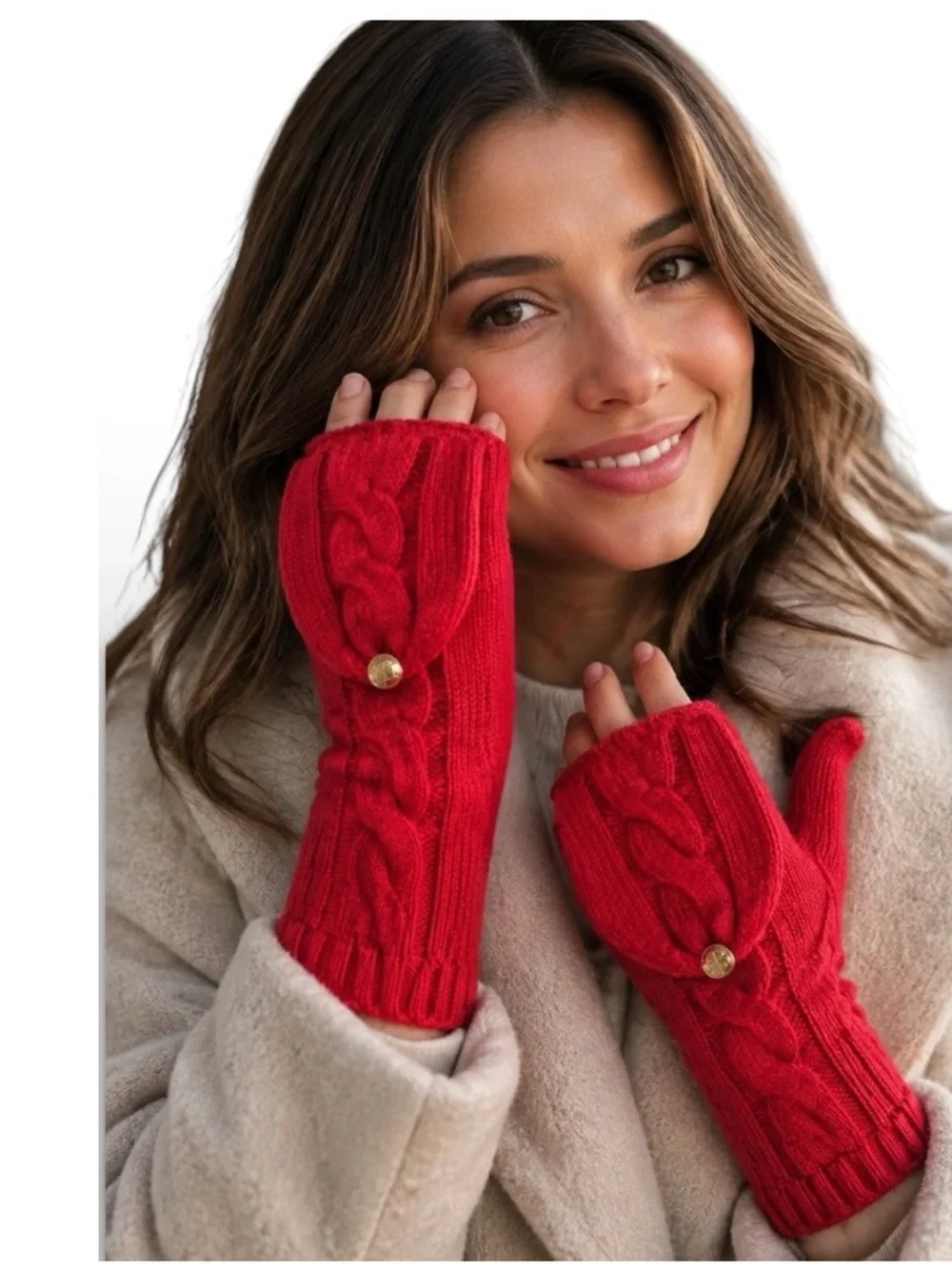 Lauren Ralph Lauren Convertible Cable-Knit Mittens